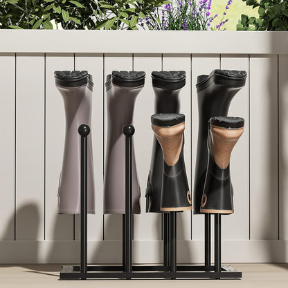 Black Metal Shoe Rack Organizer – Entryway Storage Stand