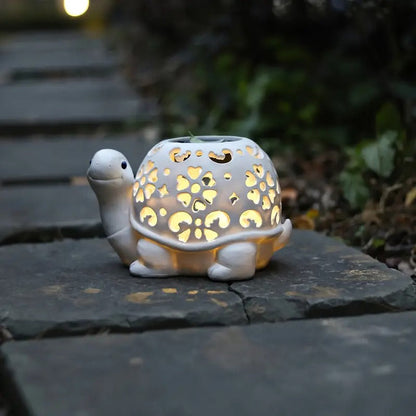 Solar Powered Turtle Garden Light – Resin Statue