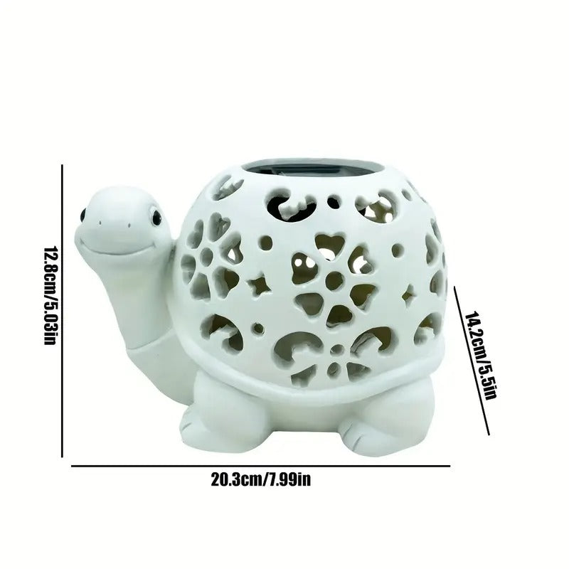 Solar Powered Turtle Garden Light – Resin Statue