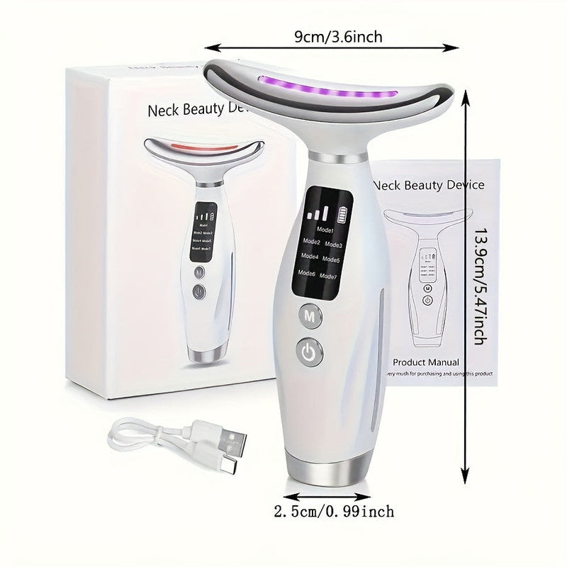 7-in-1 Heated Neck & Face Massager – Rechargeable Skincare Tool