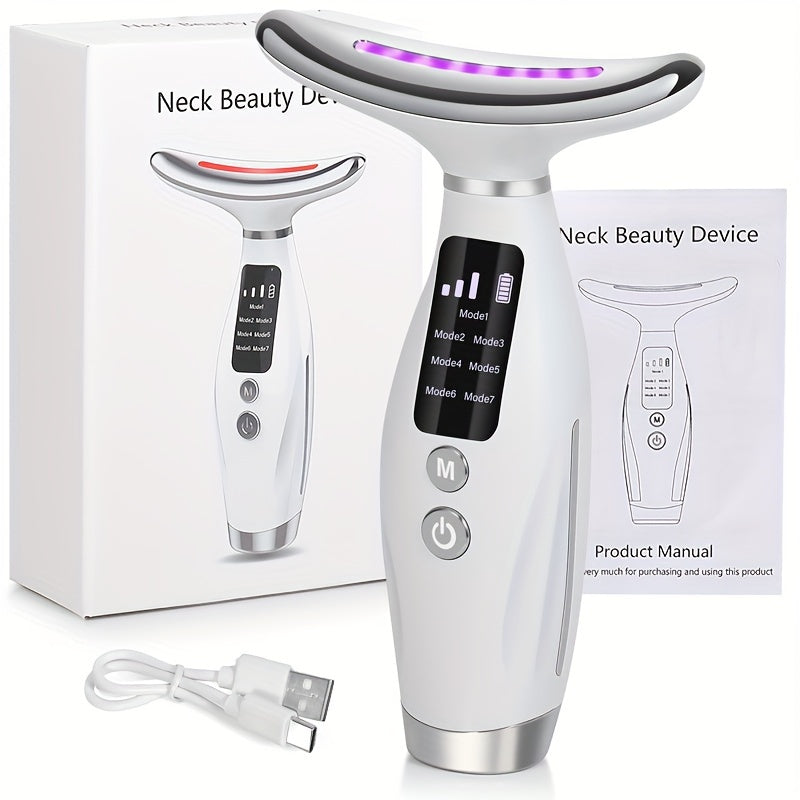 7-in-1 Heated Neck & Face Massager – Rechargeable Skincare Tool