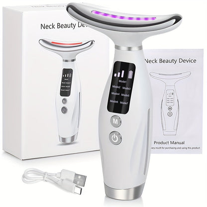 7-in-1 Heated Neck & Face Massager – Rechargeable Skincare Tool