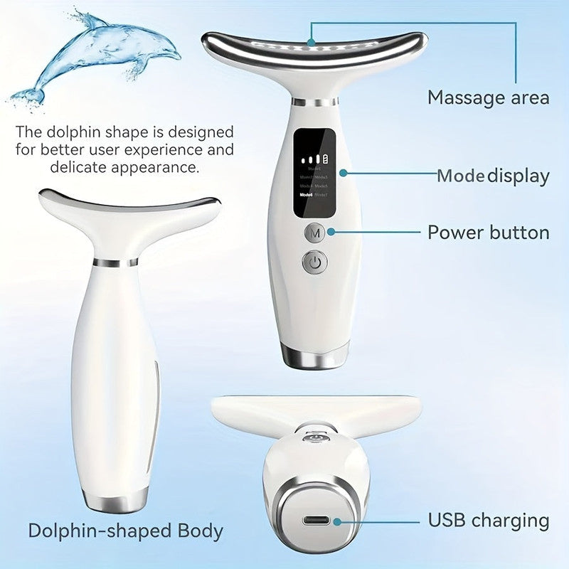 7-in-1 Heated Neck & Face Massager – Rechargeable Skincare Tool
