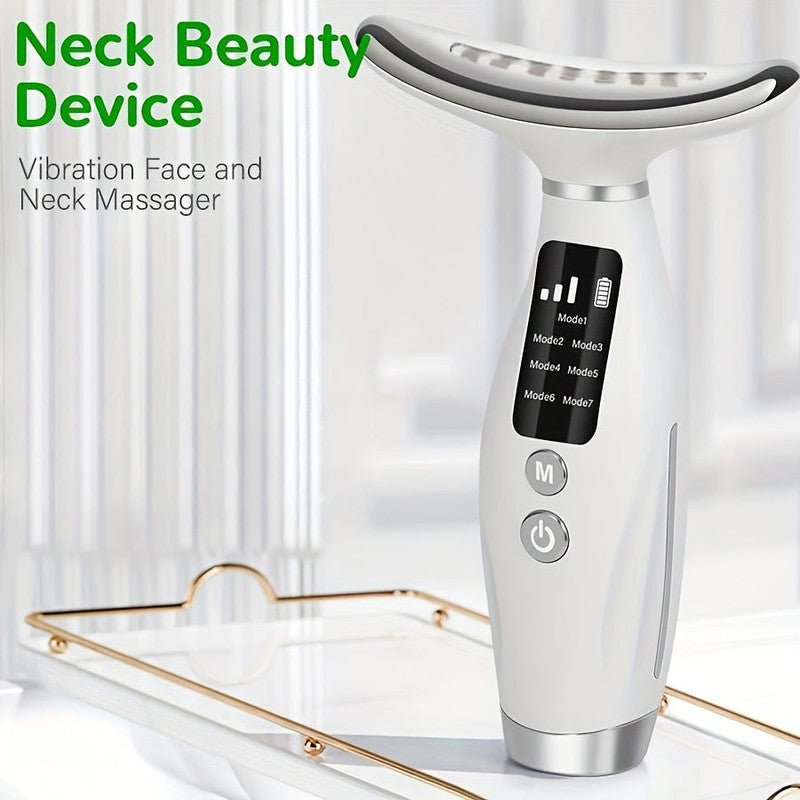 7-in-1 Heated Neck & Face Massager – Rechargeable Skincare Tool