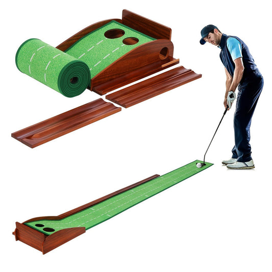 Golf Putting Mat with 2-Hole Training Design – Indoor Practice Green