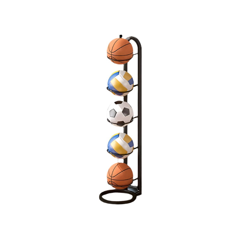 5-Tier Metal Sports Ball Rack Organizer – Space-Saving Storage Stand
