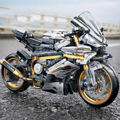 White & Gold Motorcycle Building Blocks Model – 2000+ Pieces