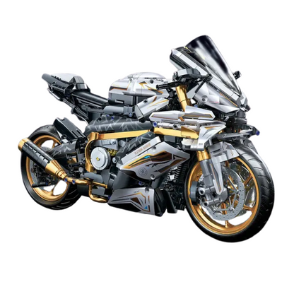 White & Gold Motorcycle Building Blocks Model – 2000+ Pieces