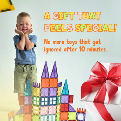 60-Piece Magnetic Tiles Building Set – STEM Montessori Educational Toy for Kids 3+