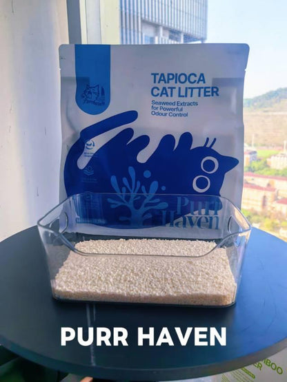 Purr Haven Natural Tapioca Cat Litter – Plant-Based, Flushable & Advanced Odor Control | 2.5kg Pack (6 Packs / 10 Carton)