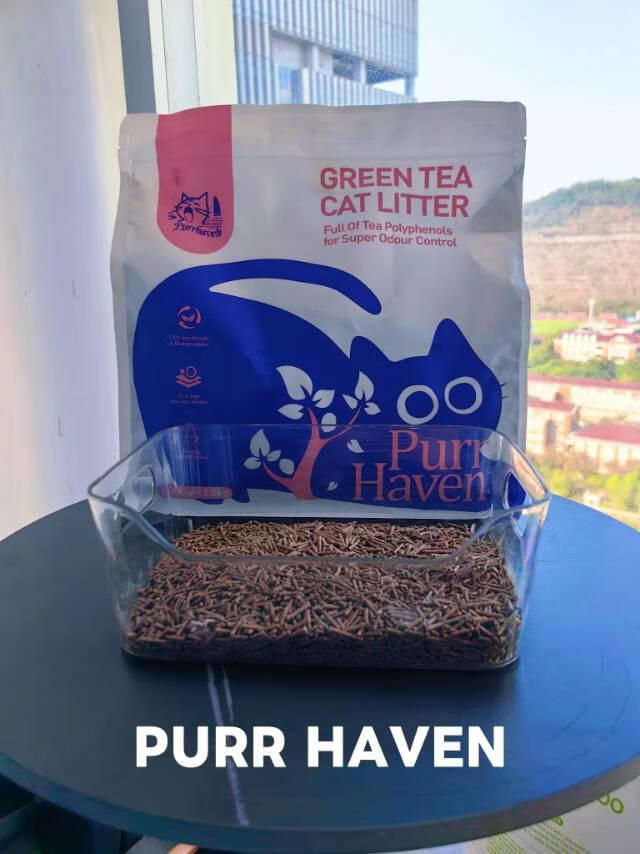 Purr Haven Green Tea Natural Cat Litter – Plant-Based, Flushable & Odor-Control | 2.5kg Pack (6 Packs / 10 Carton)