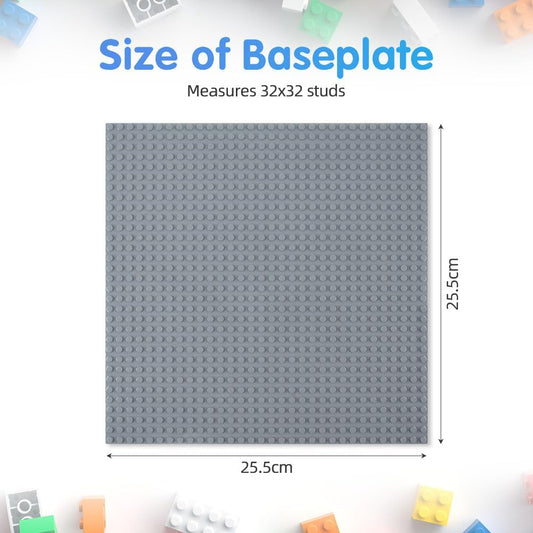 4PCS Classic Building Base Plates – 25.5 × 25.5cm Large Compatible Baseboards for Construction Blocks