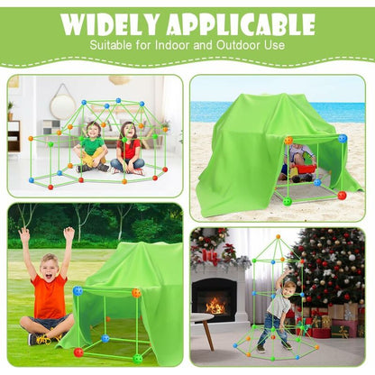174PCS Glow in the Dark Fort Building Kit with Tent – Kids Air Fort Construction Set (102 Sticks + 72 Balls)