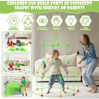174PCS Glow in the Dark Fort Building Kit with Tent – Kids Air Fort Construction Set (102 Sticks + 72 Balls)