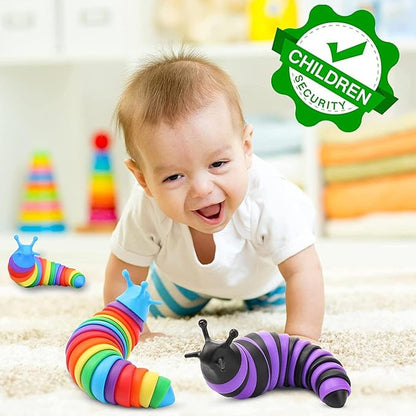 Fidget Slug, 3D Sensory Slug Fidget Toy, Funny Crawling Slug Fidget Toy Black purple 14CM