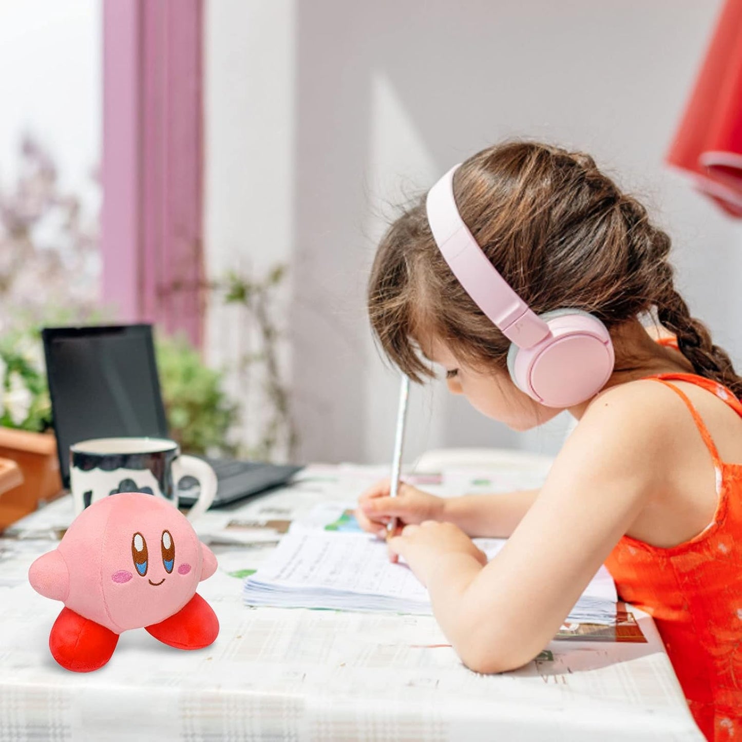 Kirby Plush Toy Pink Kirby Stuffed Animal Plush Toys Kirby Doll Figure Kirby Plush Anime Game Kirby Soft Sleeping Pillow Gift Toy for Girls Boys