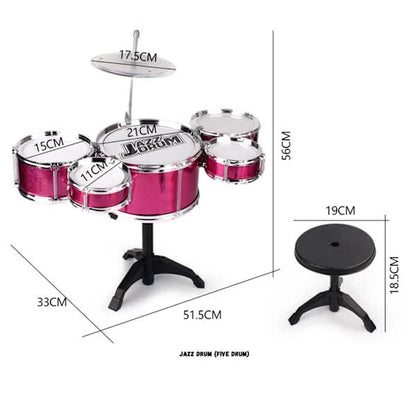 Red Oversized Drum Set for Toddlers Tough Impact Resistant Detachable Drum Instrument