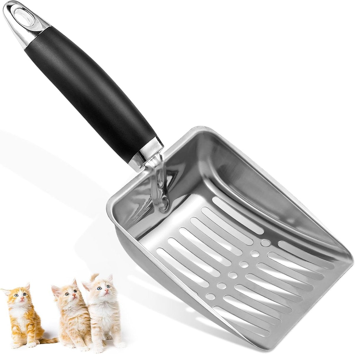 Premium Stainless Steel Cat Litter Scoop – Heavy Duty Metal Mesh Scooper with Comfortable Grip Handle