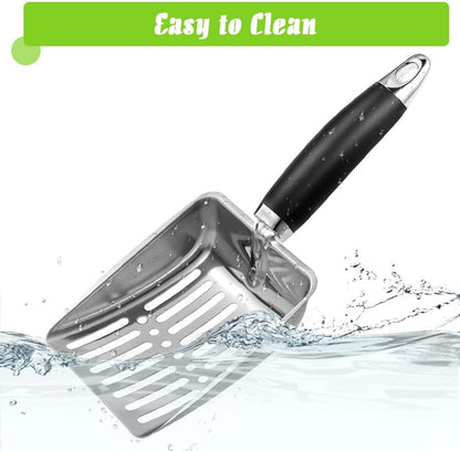 Premium Stainless Steel Cat Litter Scoop – Heavy Duty Metal Mesh Scooper with Comfortable Grip Handle
