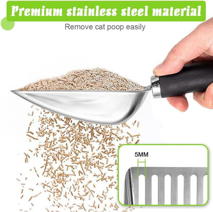 Premium Stainless Steel Cat Litter Scoop – Heavy Duty Metal Mesh Scooper with Comfortable Grip Handle
