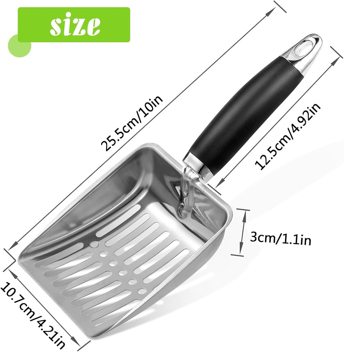 Premium Stainless Steel Cat Litter Scoop – Heavy Duty Metal Mesh Scooper with Comfortable Grip Handle