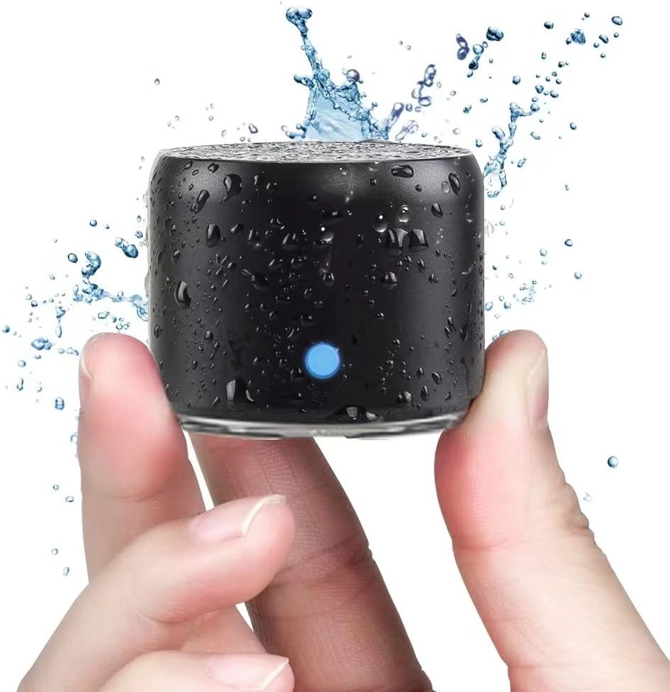 Mini Bluetooth Speaker (Black) | Portable & Pocket-Sized | Powerful Bass with Passive Radiator | 12-Hour Battery Life | Ideal for Outdoors