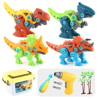 Disassembling Dinosaur Toy - Construction Set with Electric Drill - DIY Construction Toy - Includes Storage Box