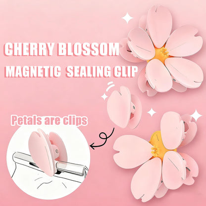 Cherry Blossom Fridge Magnets & Magnetic Clips – Decorative Whiteboard & Food Sealing Clips
