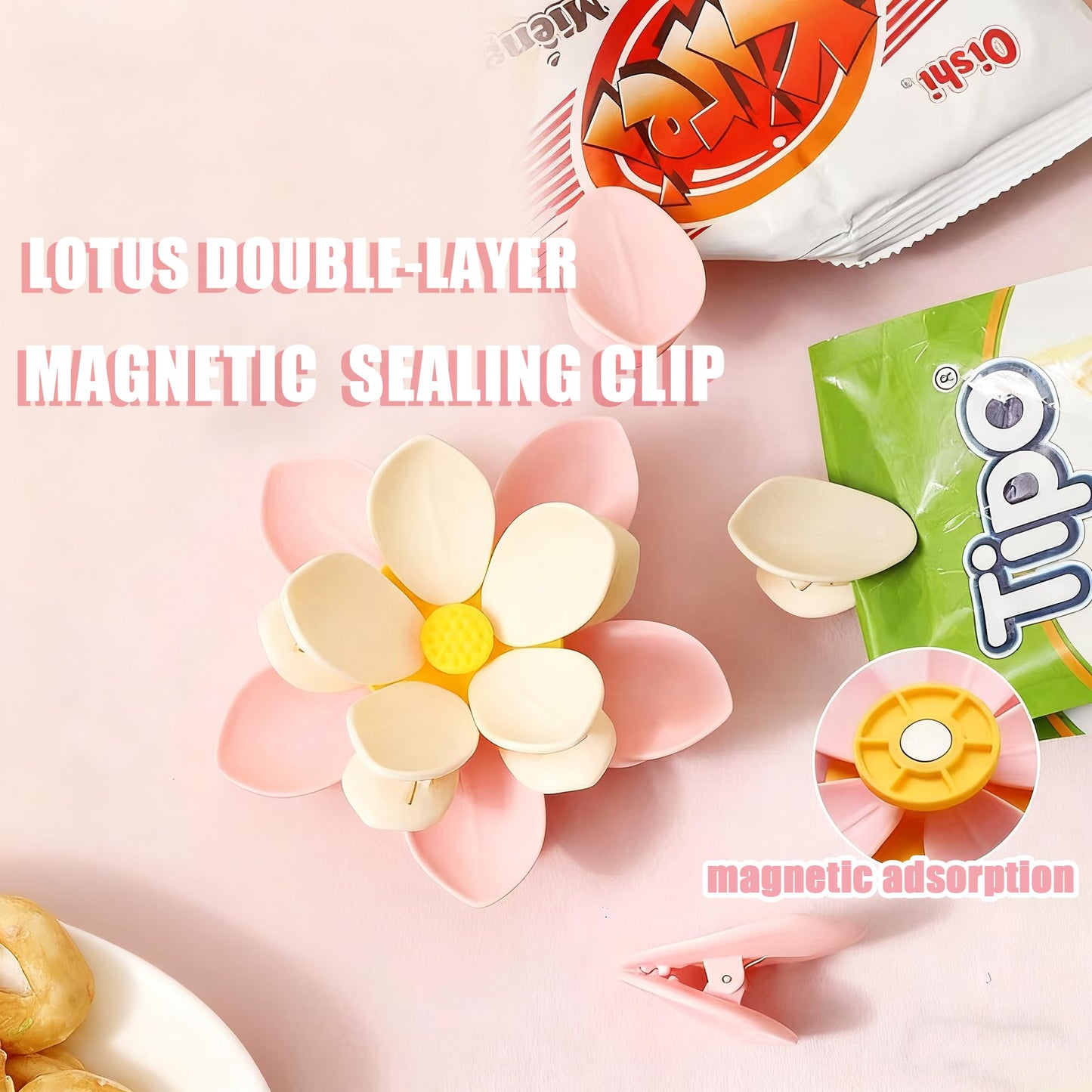 Cherry Blossom Fridge Magnets & Magnetic Clips – Decorative Whiteboard & Food Sealing Clips