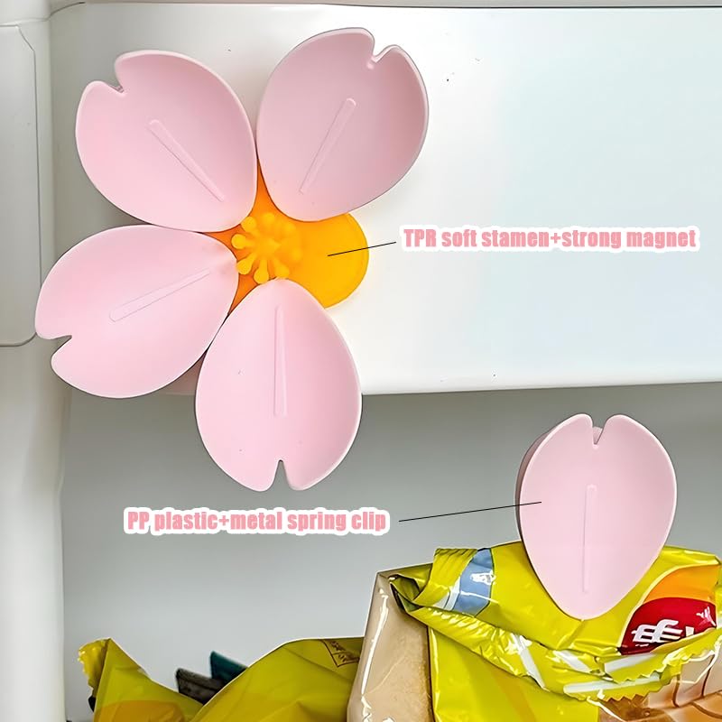 Cherry Blossom Fridge Magnets & Magnetic Clips – Decorative Whiteboard & Food Sealing Clips