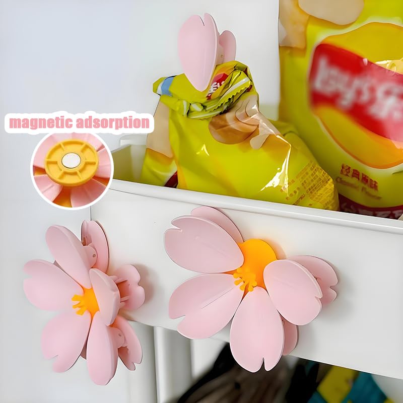 Cherry Blossom Fridge Magnets & Magnetic Clips – Decorative Whiteboard & Food Sealing Clips