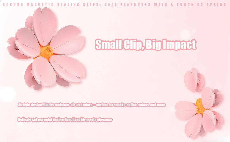 Cherry Blossom Fridge Magnets & Magnetic Clips – Decorative Whiteboard & Food Sealing Clips