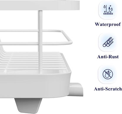 CARLA HOME Dish Drying Rack for Kitchen Counter with Removable Drip Tray, Utensil Holder and Cutlery Organizer