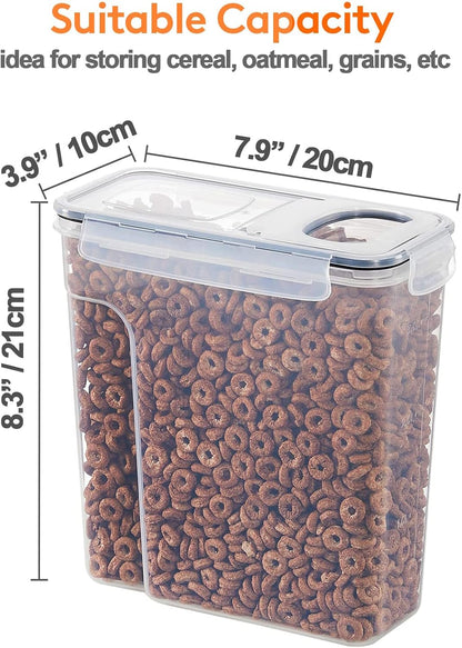 CARLA HOME Airtight Cereal Storage Containers BPA-Free Food Dispensers with Pouring Lids for Pantry & Kitchen (4 Pack 2,5L)