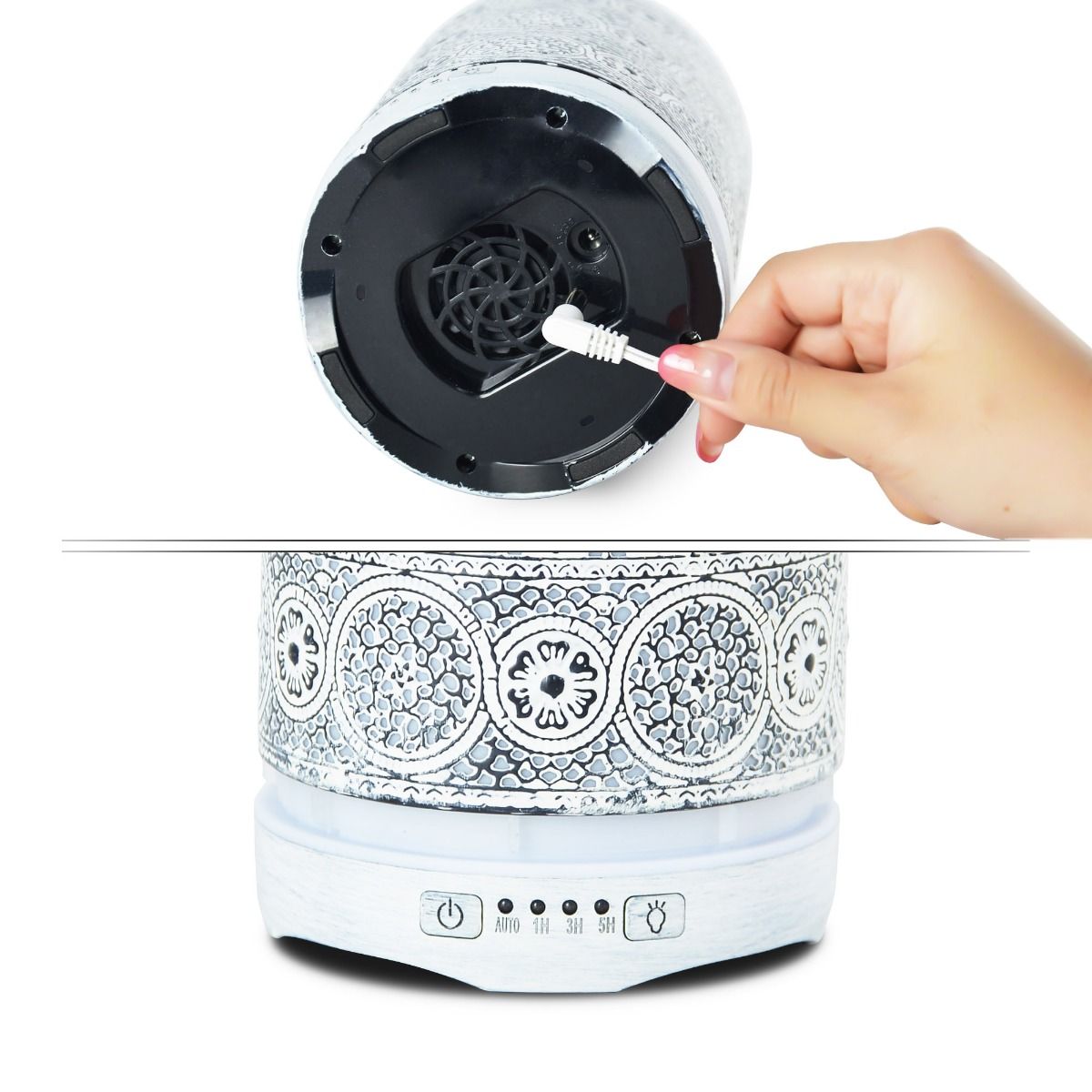 Activiva 260ml Metal Essential Oil and Aroma Diffuser-Vintage White