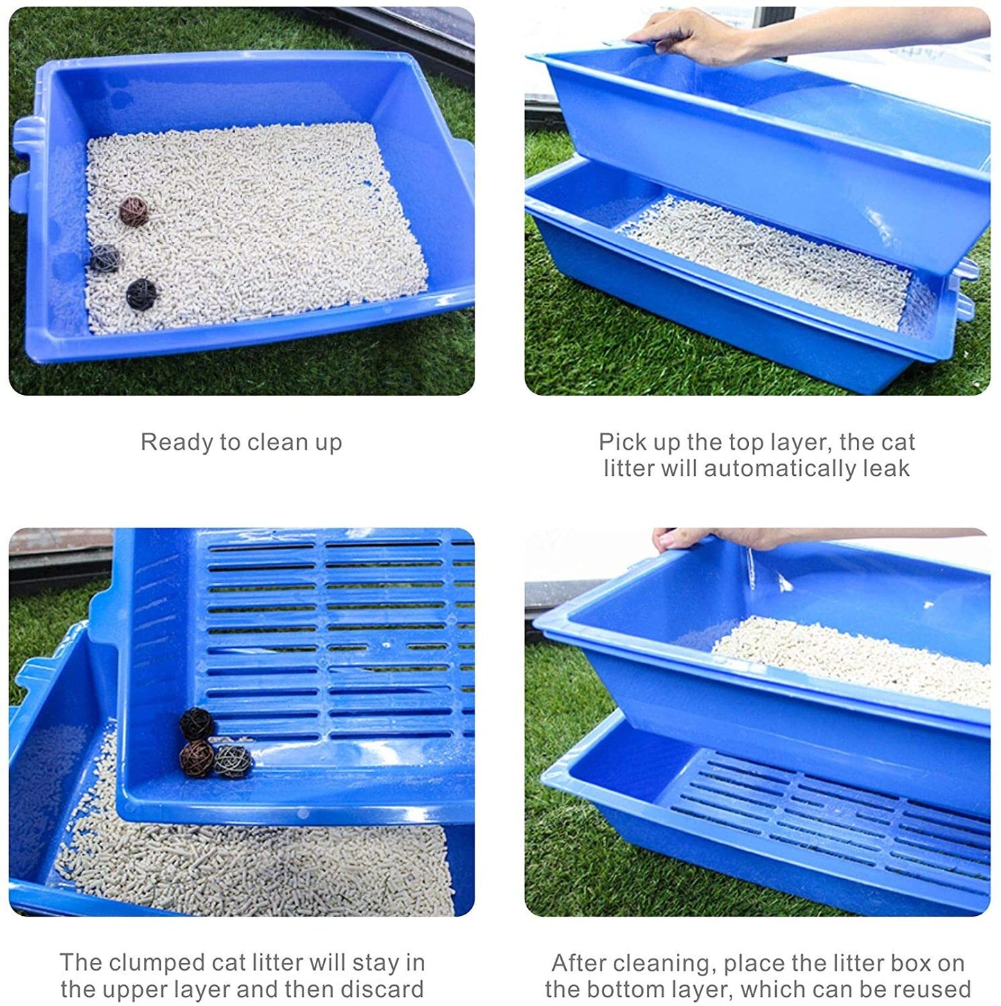 YES4PETS Lift & Sift Self-Cleaning Cat Litter Tray – Slotted Sifting System – No Scoop Required