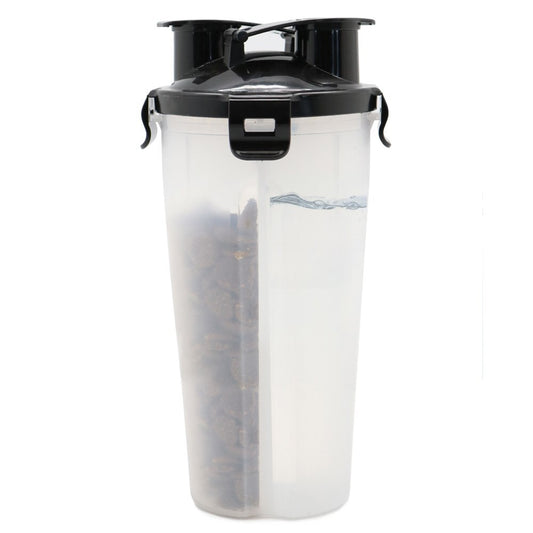 YES4PETS 2-in-1 Portable Pet Travel Bottle – 350ml Water & 350ml Food Dispenser for Dogs & Cats