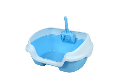 YES4PETS Small Portable Cat & Rabbit Litter Box Tray with Scoop – Blue