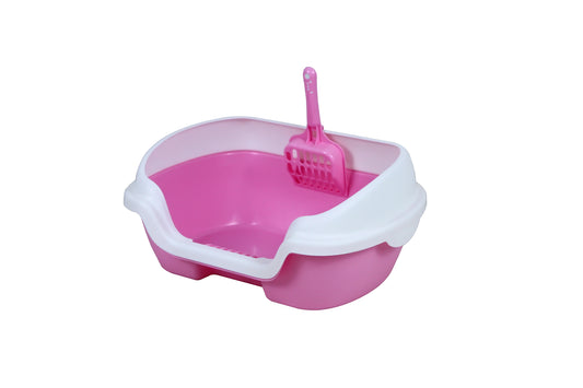 YES4PETS Small Portable Cat & Rabbit Litter Box Tray with Scoop – Pink