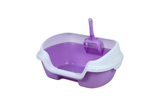 YES4PETS Small Portable Cat & Rabbit Litter Box Tray with Scoop – Purple