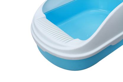YES4PETS Medium Portable Cat Litter Box Tray with Scoop – High-Wall Anti-Spill Design – Blue