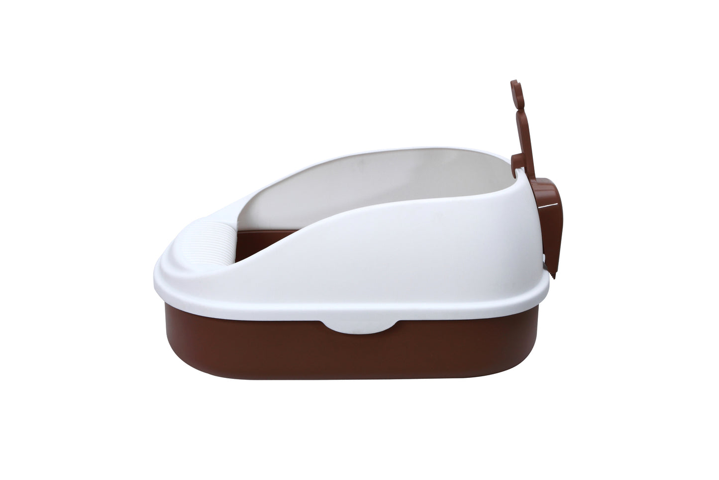 YES4PETS Medium Portable Cat Litter Box Tray with Scoop – High-Wall Design – Brown