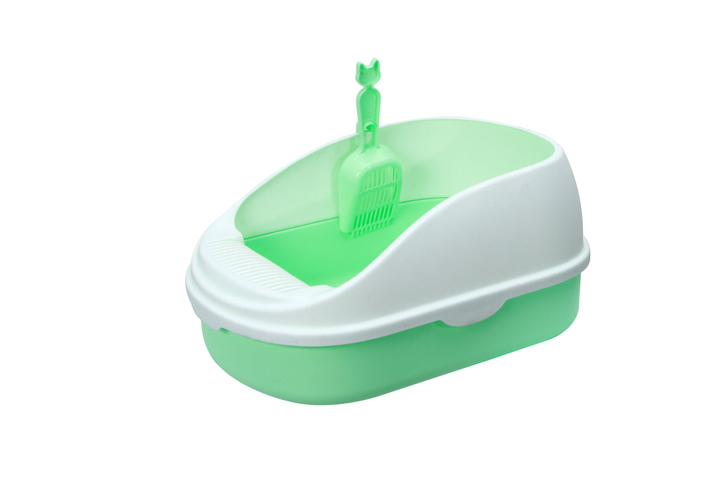 YES4PETS Medium Portable Cat Litter Box Tray with Scoop – High-Wall Anti-Spill Design – Green