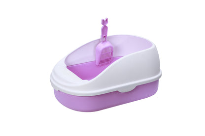 YES4PETS Medium Portable Cat Litter Box Tray with Scoop – High-Wall Anti-Spill Design – Purple