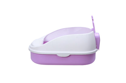 YES4PETS Medium Portable Cat Litter Box Tray with Scoop – High-Wall Anti-Spill Design – Purple