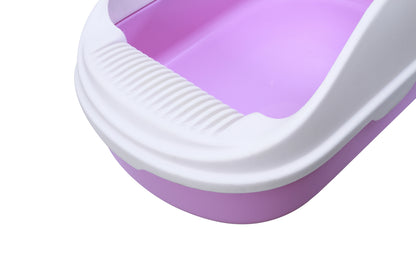 YES4PETS Medium Portable Cat Litter Box Tray with Scoop – High-Wall Anti-Spill Design – Purple