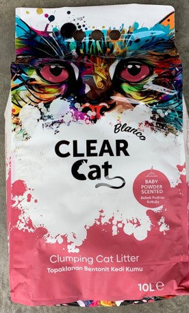 ClearCat Blanco Cat Litter – Baby Powder Scent – 10L Premium Clumping Bentonite