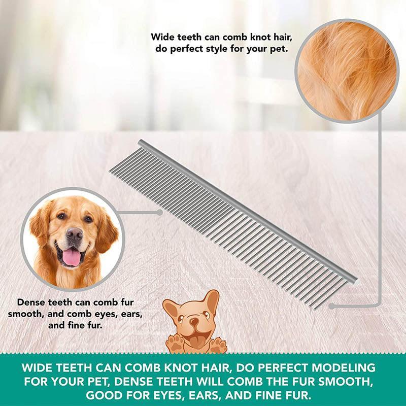 Stainless Steel Pet Grooming Comb – Round Teeth Metal Brush for Dogs & Cats (S: 16 × 3 cm)