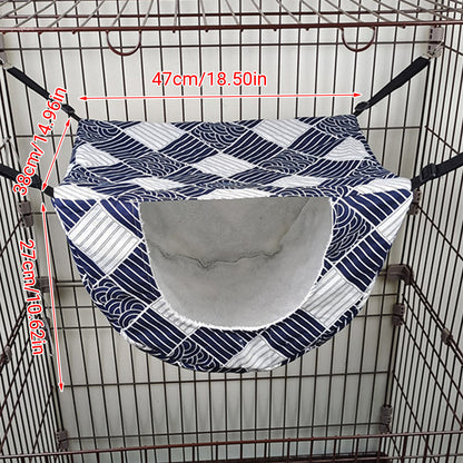 Hanging Cat Hammock Bed – Soft Cage Nest with Adjustable Straps (Sea Blue Checkered)