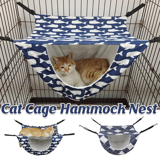 Cat Hanging Hammock Bed – Soft Cage Nest for Small Pets - Blue Whale